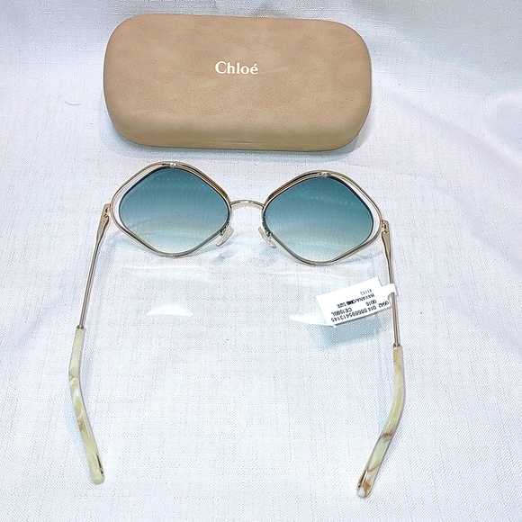 Chloé Poppy 57mm Diamond Shape Sunglasses-Blue Havana - Picture 7 of 13